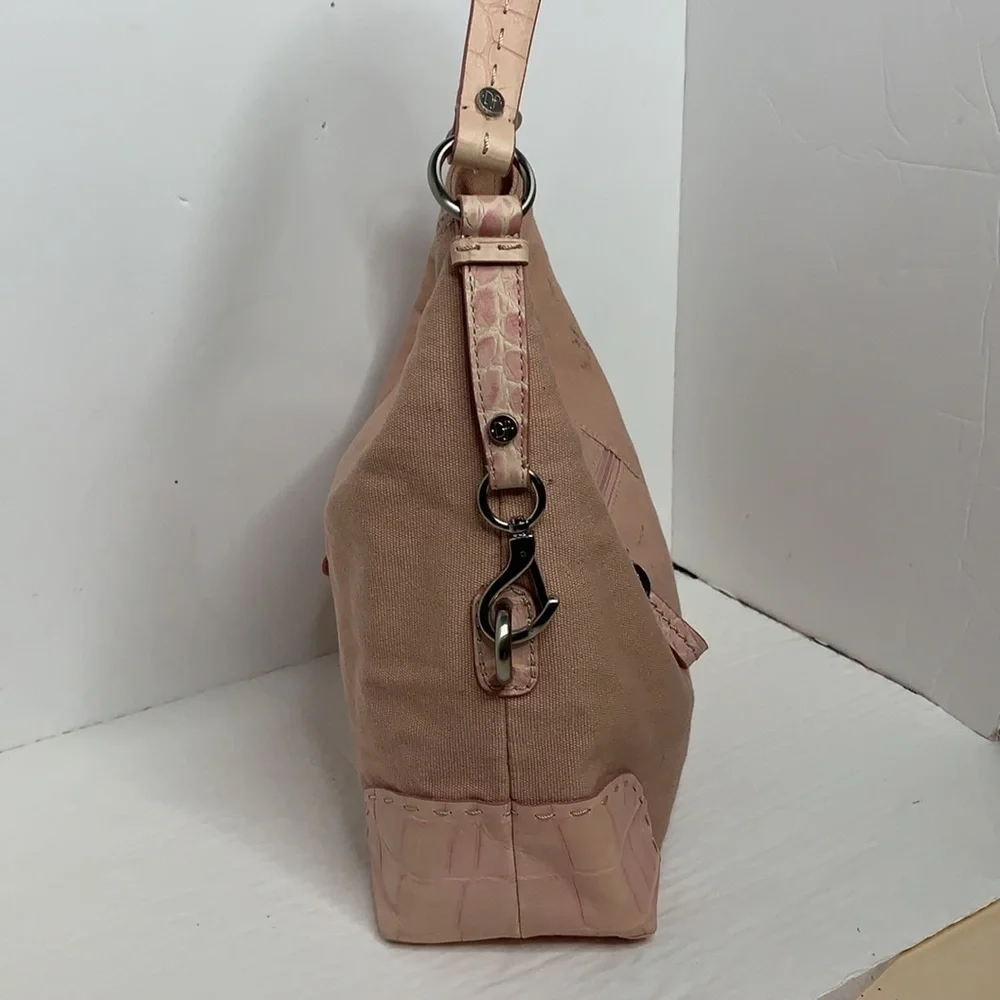 Donald J Pilner canvas and leather hobo